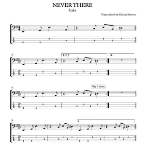 Cover image for Online course NEVER THERE (Cake) Bass Score &amp; Tab Lesson