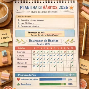 Imagem de capa para o Ebook PLANILHA DE HÁBITOS 2026