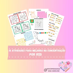 Imagem de capa para o Ebook 15 Atividades para melhora na concentração. 