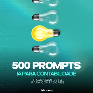 Imagem de capa para o Ebook Pack 500 Prompts de IA para Contabilidade