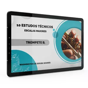 Imagem de capa para o Curso online Trompete - 10 Estudos Fáceis Escalas Maiores (12 Tonalidades) - Livro Digital + 240 Play Alongs