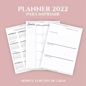 Imagem de capa para o Ebook PLANNER 2022 PARA IMPRIMIR + BÔNUS
