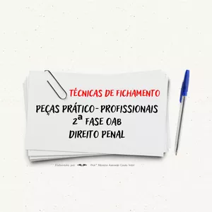Imagem de capa para o Ebook Como fazer fichamento das peças da OAB 2ª Fase Direito Penal