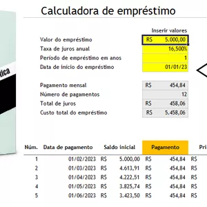 Imagem de capa para o Curso online Planilha - Calculadora de empréstimo