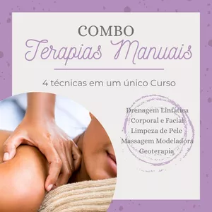 Imagem principal do produto COMBO Terapias Manuais - 4 CURSOS EM 1: Drenagem Linfática Corporal e Facial + Limpeza de Pele + Massagem Modeladora + Geoterapia 