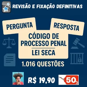Imagem de capa para o Curso online Código de Processo Penal - Cartões de Memória Anki - Lei Seca