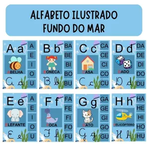 Imagem de capa para o Ebook Alfabeto Ilustrado- Tema: Fundo do Mar