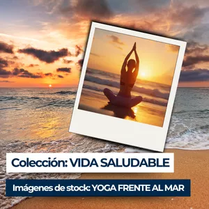 Imagen de portada para Curso online "Colección Vida Saludable: 30 Imágenes de Stock de Yoga Frente al Mar"