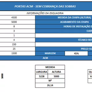 Imagem de capa para o Curso online Planilha para cálculo de portas ACM - Sistema Big Doors