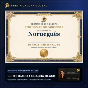 🔥 Bolsa 100% [APLICADA] - [MATRÍCULA] Curso de Formação em Norueguês - ACESSO VITALÍCIO - CRACHÁ BLACK + REGISTRO - CASHBACK R$ 25 - BÔNUS APOSTILA EXTRA