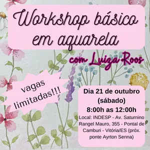Imagem de capa para o Evento presencial Workshop básico de aquarela no papel 