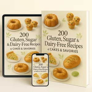 Cover image for Ebook 200 cake and savory recipes - Gluten, sugar, and milk free.