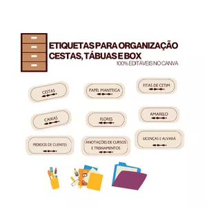 Imagem de capa para o Ebook Etiquetas para organização - CESTAS, TÁBUAS E BOX