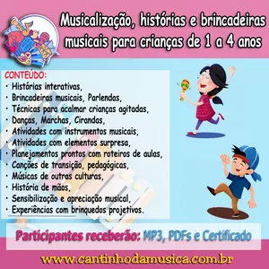 Imagem de capa para o Curso online Musicalização, histórias e brincadeiras para crianças de 1 a 4 anos