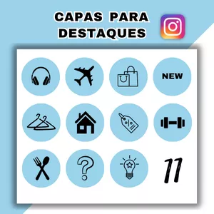 Imagem de capa para o Curso online 11 capas para Destaques Instagram - Azul Pastel