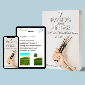 Imagen de portada para Ebook Los 7 pasos para pintar paisajes naturales con acrílico + 🎁 50 IMAGENES DE REFERENCIA