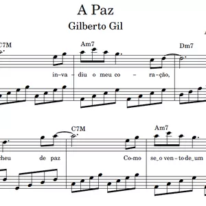Imagem de capa para o Ebook A Paz (Gilberto Gil) - Partitura para Piano