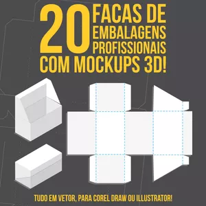 Imagem de capa para o Ebook 20 FACAS DE EMBALAGENS PROFISSIONAIS COM MOCKUPS 3D