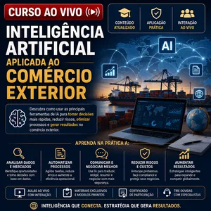 Imagem do curso Ao Vivo - 07/08/2026 - INTELIGÊNCIA ARTIFICIAL APLICADA AO COMÉRCIO EXTERIOR (Pontuação no PEPC)