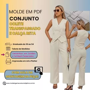 Imagem de capa para o Curso online CJ236 -MOLDE EM PDF - CONJUNTO ALFAIATARIA CALÇA E COLETE TRANSPASSADO (com aula da montagem da peça)