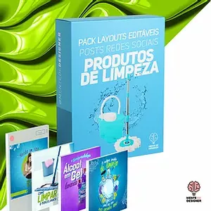 Imagem de capa para o Ebook Pack - Posts Redes Sociais - Produtos De Limpeza -JPEG E PSD