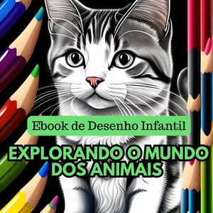 Imagem de capa para o Ebook  Ebook de Desenho Infantil: "Explorando o Mundo dos Animais com Alegria!"  