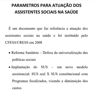 Imagem de capa para o Ebook Parâmetros para atuação do assistente social na saúde.