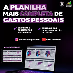 Imagem do curso  PLANILHA DE GESTÃO FINANCEIRA PESSOAL