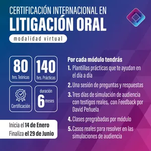 Imagen de portada para Curso online Certificación Internacional de Litigación Oral