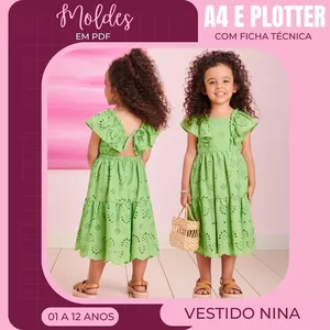 Imagem de capa para o Ebook Vestido infantil Nina - Molde em PDF
