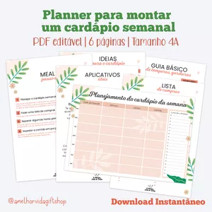 Imagem de capa para o Ebook Planner para montar um cardápio semanal de maneira fácil