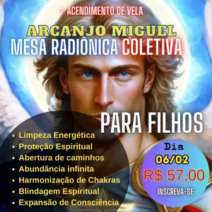 Imagem de capa para o Evento online MESA RADIÔNICA COLETIVA ARCANJO MIGUEL (PARA FILHOS)