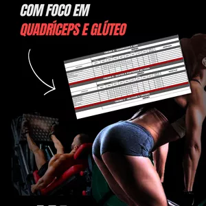 Imagem de capa para o Ebook PLANILHA DE TREINO FOCADO EM QUADRÍCEPS E GLÚTEOS PARA INICIANTES