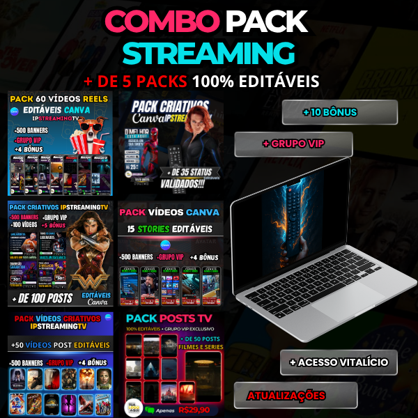 Imagem do curso Combo Pack Streaming - Artes 100% Editáveis 
