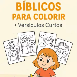 Imagem de capa para o Ebook 100 Desenhos Bíblicos para Colorir + Versículos Curtos – Atividades Infantis Cristã