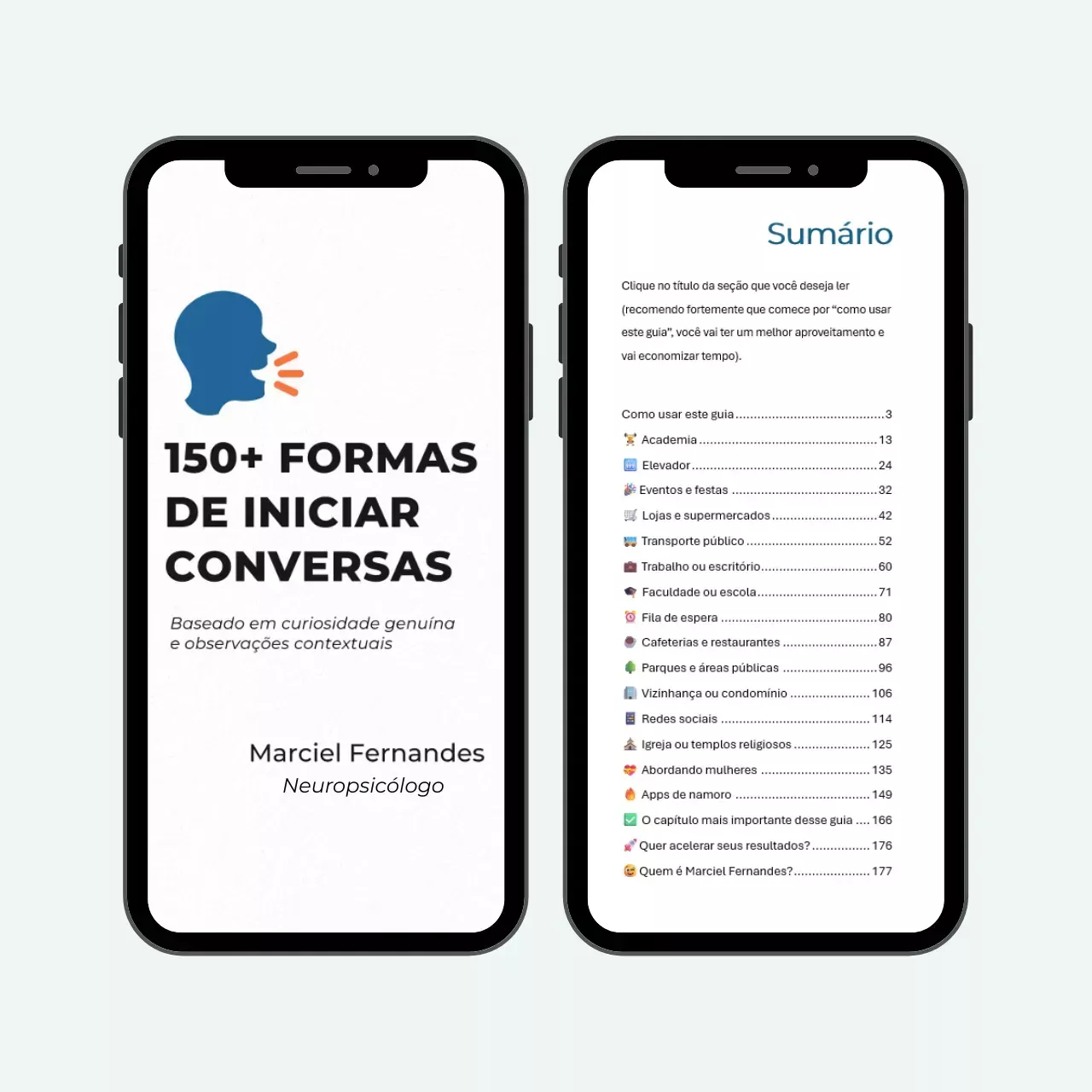 Mockup do ebook 150+ Formas de Iniciar Conversas