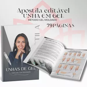 Imagem de capa para o Ebook Apostila Unhas de Gel I Método gel moldado (Totalmente editável no CANVA)