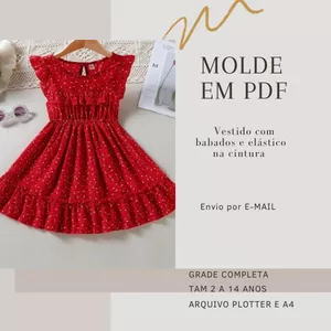 Imagem de capa para o Ebook MOLDE EM PDF VESTIDO INFANTIL COM BABADOS 