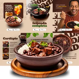 Imagem de capa para o Ebook Pack 21 Artes Feed Tema: Feijoada - Editáveis No Canva (Versão Gratuita)