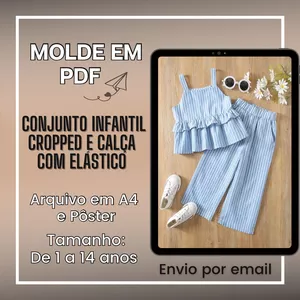 Imagem de capa para o Ebook Molde Conjunto Infantil Cropped e Calça com Elástico