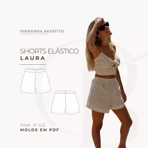 Imagem de capa para o Ebook Laura - Shorts com elástico | Molde PDF + Tutorial de Costura 