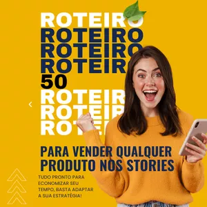 Imagem de capa para o Ebook 50 Roteiros de Stories Prontos para Vender todos os dias