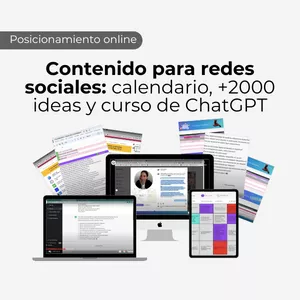 Imagen de portada para Curso online Contenido para Redes Sociales: +2000 ideas, curso de ChatGPT, calendario