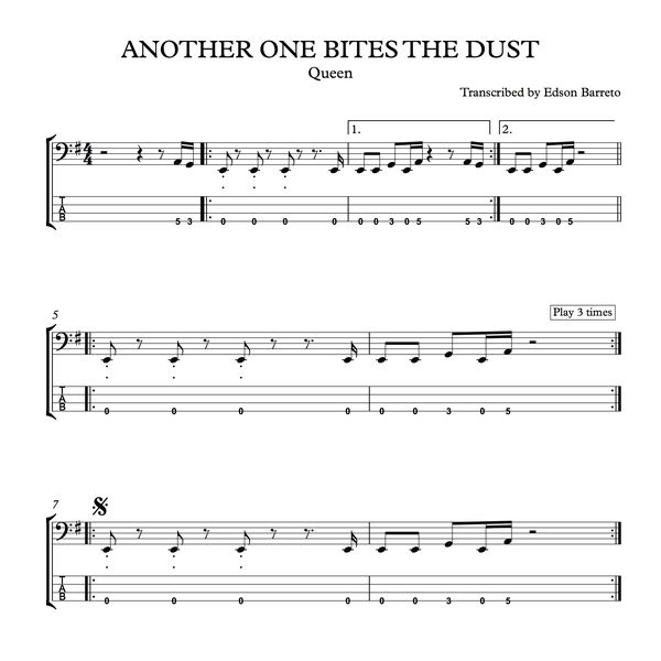 Another One Bites The Dust Queen Bass Score Tab Lesson Edson Renato Vitti Barreto Learn A New Skill Images Icons Pictures Hotmart