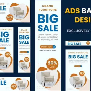 Cover image for Online course design web banners, website banner ads or image editing