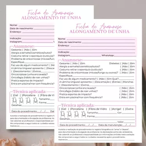 Imagem de capa para o Ebook Ficha de Anamnese Alongamento de Unhas