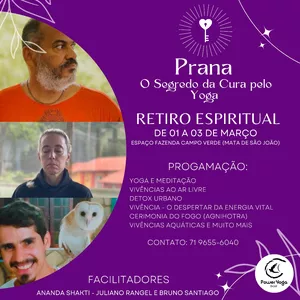 Imagem de capa para o Evento presencial 🔔 RETIRO PRANA - O Segredo da Cura pelo Yoga