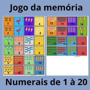 Imagem de capa para o Ebook Jogo da memória com numerais de 1 à 20