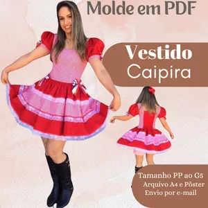 Imagem de capa para o Ebook MOLDE EM PDF VESTIDO CAIPIRA 