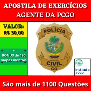 Imagem de APOSTILA DE QUESTÕES AGENTE PCGO criado por Missão policia penal MG na hotmart
